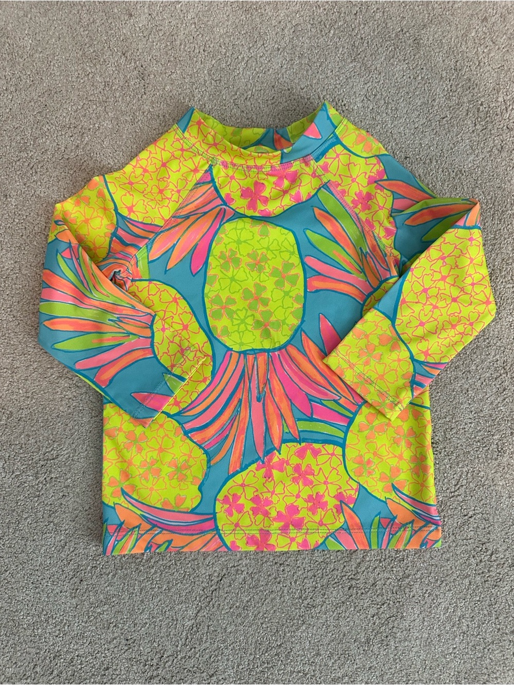 chubbies Kids Neon Pineapple Rashguard - Yellow Blue Pink